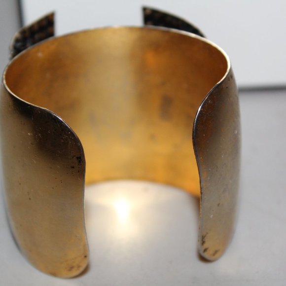 SIGNED IRADJ MOINI UNIQUE STATEMENT CUFF BRACELET ANTIQUE CRYSTAL - Picture 4 of 9